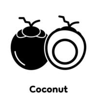 icône de glyphe de noix de coco, vecteur, illustration. vecteur