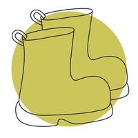 icône de bottes en caoutchouc pour jardin sur fond de couleur. icône de bottes en caoutchouc de doodle de ligne simple. illustration vectorielle en ligne modifiable. vecteur