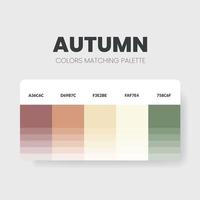 une palette de couleurs d'automne ou des schémas de couleurs sont des combinaisons de tendances et des guides de palettes cette année, tels que des nuances de couleurs de table en rvb ou hexadécimal. un échantillon de couleur pour une mode d'automne, une maison ou un design d'intérieur vecteur