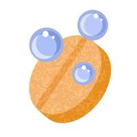 comprimé effervwsent orange avec illustration isolée de l'icône pétillante de bulles bleues vecteur