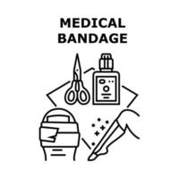 illustration noire de concept de vecteur de bandage médical