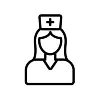 infirmière, femme, icône, vecteur, contour, illustration vecteur