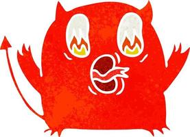 dessin animé rétro de démon rouge kawaii mignon vecteur