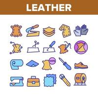 icônes de collection de matériel de cuir tissu set vector