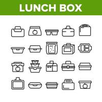 Icônes d'éléments de collection de boîte à lunch set vector