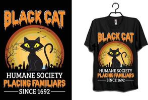 conception de t-shirt halloween chat noir vecteur