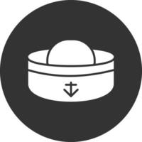 icône inversée de glyphe de chapeau de marin vecteur