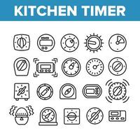 icônes de collection d'outils de minuterie de cuisine définies vecteur