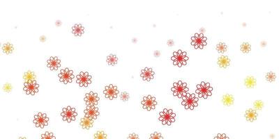 modèle de doodle vecteur orange clair avec des fleurs.