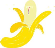 banane heureuse folle de dessin animé de style couleur plat vecteur