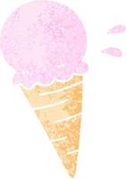 crème glacée à la vanille de dessin animé de style rétro excentrique vecteur