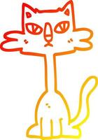 chaud gradient ligne dessin dessin animé chat drôle vecteur