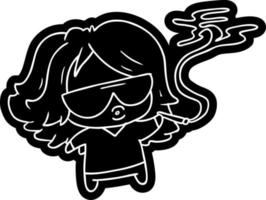 icône de dessin animé kawaii mignon fumant un joint vecteur