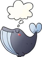 baleine de dessin animé et bulle de pensée dans un style de dégradé lisse vecteur