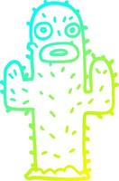 ligne de gradient froid dessinant un cactus de dessin animé vecteur