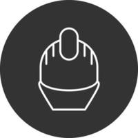 icône inversée de la ligne de casque de construction vecteur