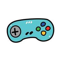 joystick coloré dessiné à la main pour le style de doodle de jeu, illustration vectorielle isolée sur fond blanc. boutons, outil pour jouer sur ordinateur ou console, élément de design vecteur