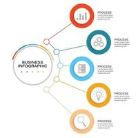 forme de cercle d'infographie d'entreprise cinq option, processus ou étape pour la présentation. peut être utilisé pour les présentations, la mise en page du flux de travail, les bannières, les diagrammes et la conception Web. vecteur