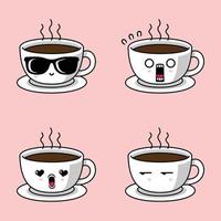 illustration vectorielle d'emoji mignon de tasse de café vecteur