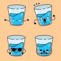 illustration vectorielle d'emoji mignon verre d'eau vecteur