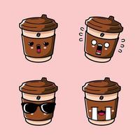 illustration vectorielle d'emoji café chaud mignon vecteur