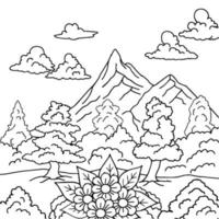 conception vecteur coloriage paysage nature