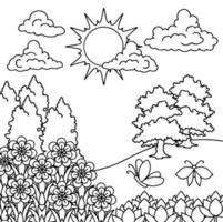 conception vecteur coloriage paysage nature