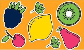 fruits de griffonnage. fruits tropicaux naturels, fruits biologiques ou nourriture végétarienne. icônes vectorielles isolées vecteur