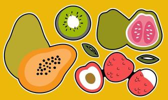 fruits de griffonnage. fruits tropicaux naturels, fruits biologiques ou nourriture végétarienne. icônes vectorielles isolées vecteur