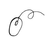 dessin d'illustration vectorielle stock dans le style doodle. jolie image d'une souris d'ordinateur. dessin à la main simple vecteur