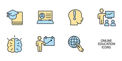 ensemble d'icônes d'éducation en ligne. éléments de vecteur de symbole de pack d'éducation en ligne pour le web infographique