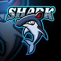 conception de mascotte de logo esport requin vecteur