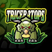 création de mascotte de logo esport tricératops vecteur