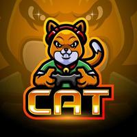 conception de mascotte de logo de jeu de chat vecteur