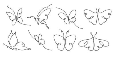 dessin au trait papillon. illustration vectorielle dessinée à la main. une seule ligne continue pour le logo ou l'icône. insectes pour icône ou logo vecteur