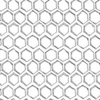modèle sans couture en nid d'abeille. fond noir hexagonal. texture géométrique du peigne à miel. croquis dessiné à la main vecteur