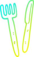 couteau et fourchette de dessin animé de ligne de gradient froid vecteur