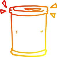 chaud gradient ligne dessin dessin animé canette de soda vecteur