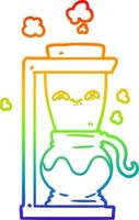 ligne de gradient arc en ciel dessinant une cafetière de dessin animé heureux vecteur