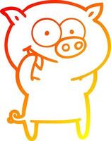 dessin de ligne de gradient chaud dessin de cochon joyeux vecteur