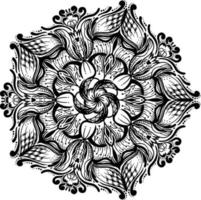 motif de fleurs dans le style vintage de mandala pour les tatouages, les tissus ou les décorations et plus encore. illustration vectorielle. vecteur