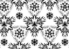 motif de fleurs en cercle noir et blanc dans un style mandala vintage pour les tatouages, les tissus ou les décorations et plus encore vecteur