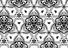 motif de fleurs en cercle noir et blanc dans un style mandala vintage pour les tatouages, les tissus ou les décorations et plus encore vecteur