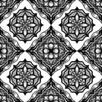 motif de fleurs en cercle noir et blanc dans un style mandala vintage pour les tatouages, les tissus ou les décorations et plus encore vecteur