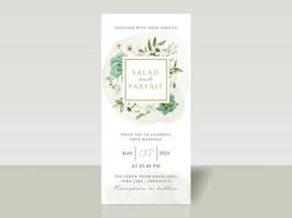 modèle de carte d'invitation de mariage floral de verdure vecteur