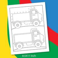 camion point à point jeu et couleur pour les enfants, 1 à 20 connecter point à point jeu pour les enfants vecteur