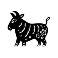 signe du nouvel an du zodiaque chinois taureau. animal horoscope chinois traditionnel. vecteur