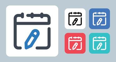 modifier l'icône du calendrier - illustration vectorielle . modifier, calendrier, modifier, mois, jour, date, calendrier, changement, événement, rendez-vous, ligne, contour, plat, icônes. vecteur