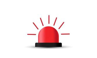 avertissement de style d'icône de sirène d'urgence rouge 3d unique isolé sur le vecteur
