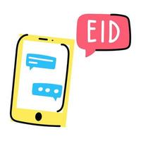 icône de doodle plat moderne des messages eid vecteur